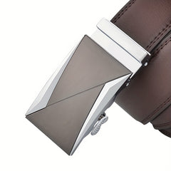Men's Leather Belt with Metal Automatic Buckle
