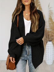 Casual Cardigan Women's Plus Solid Lantern Sleeve Open Front Cardigan