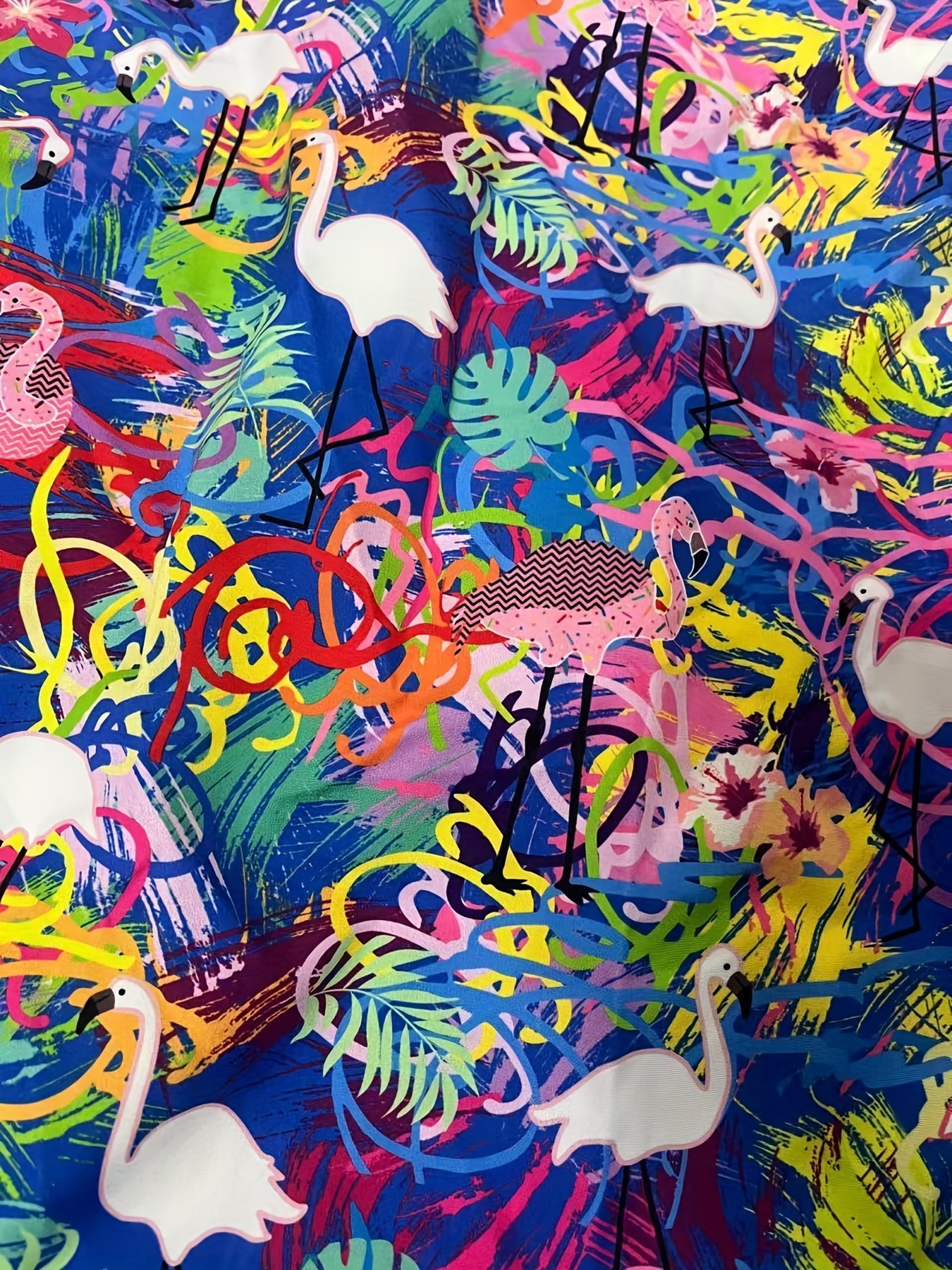 Boys Swim Trunks Elastic Waist Drawstring Beach Pants Colorful Flamingo Print