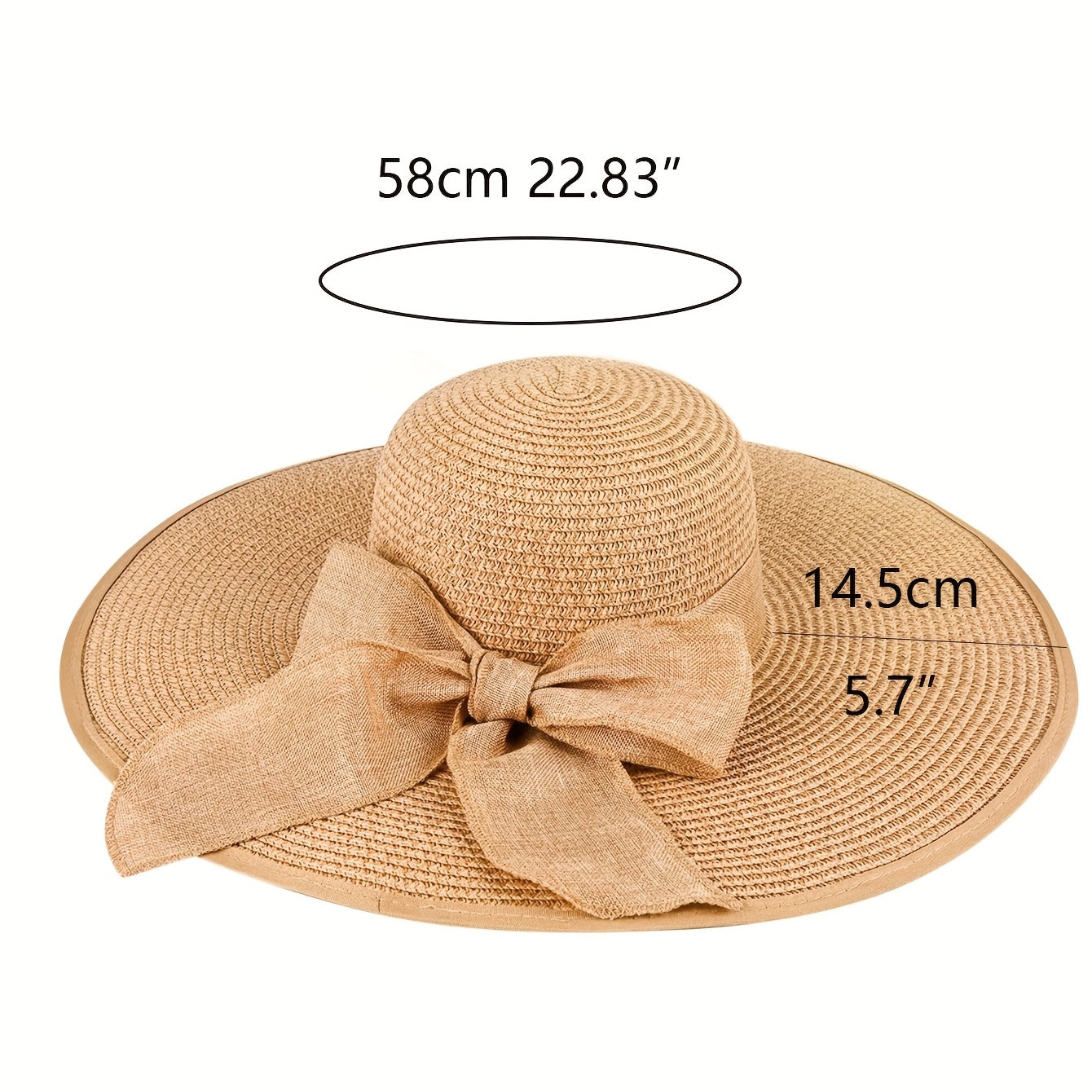 Wide Brim Floppy Sun Hat Bowknot Decor Beach Hats Straw Hats For Women