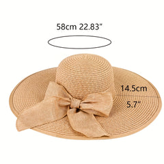 Wide Brim Floppy Sun Hat Bowknot Decor Beach Hats Straw Hats For Women