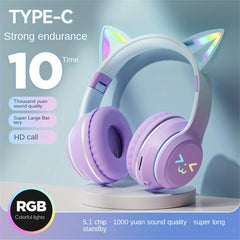 Colorful Cat Ear Earphones Wireless Headband Music Network
