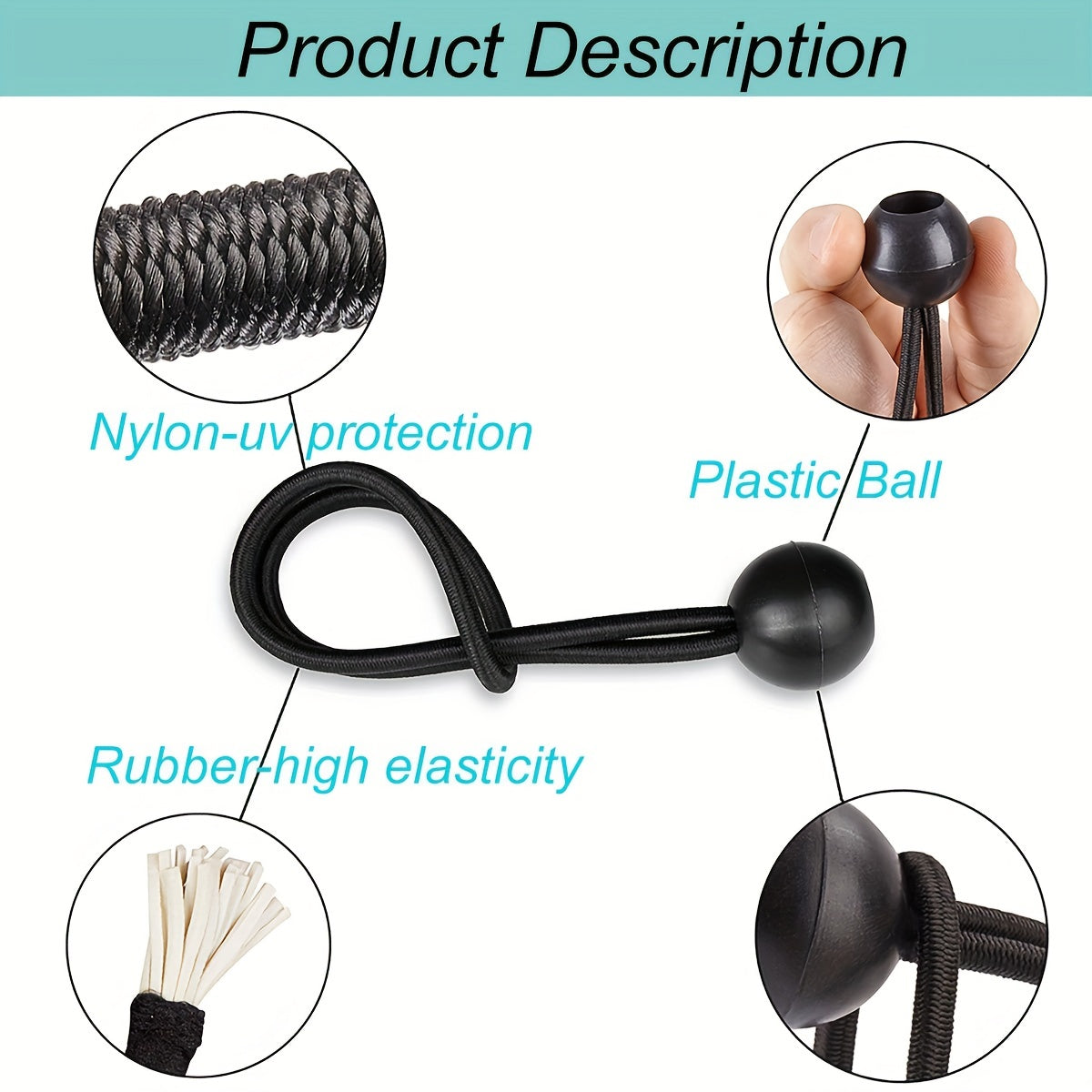 30pcs Ball Bungee Tarpaulin Tensioner for Tents with Ball Cord