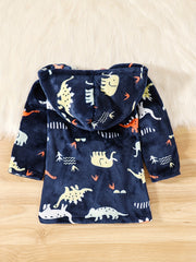 Kids' Animal Flannel Bathrobe Home Wear Plush Clothes