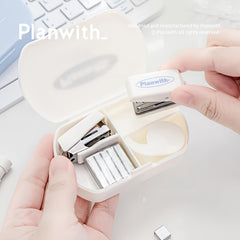 4pcs 3 in 1 Tool Box Set with Stapler, Puncher, Tape Machine