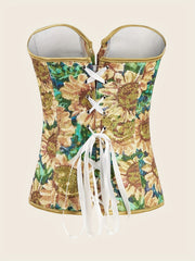 Floral Print Corset Bustier Tummy Control Body Shaper