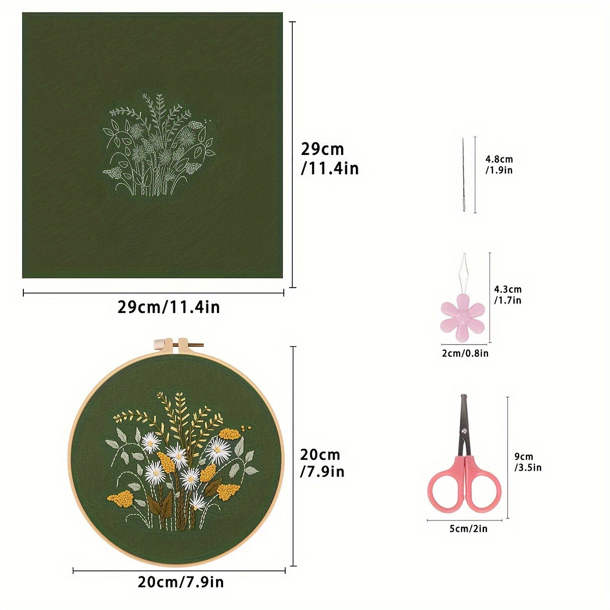 4pcs DIY Flowers And Plants Embroidery Kit with Embroidery Hoop 20.07 cm