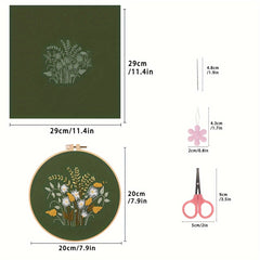 4pcs DIY Flowers And Plants Embroidery Kit with Embroidery Hoop 20.07 cm