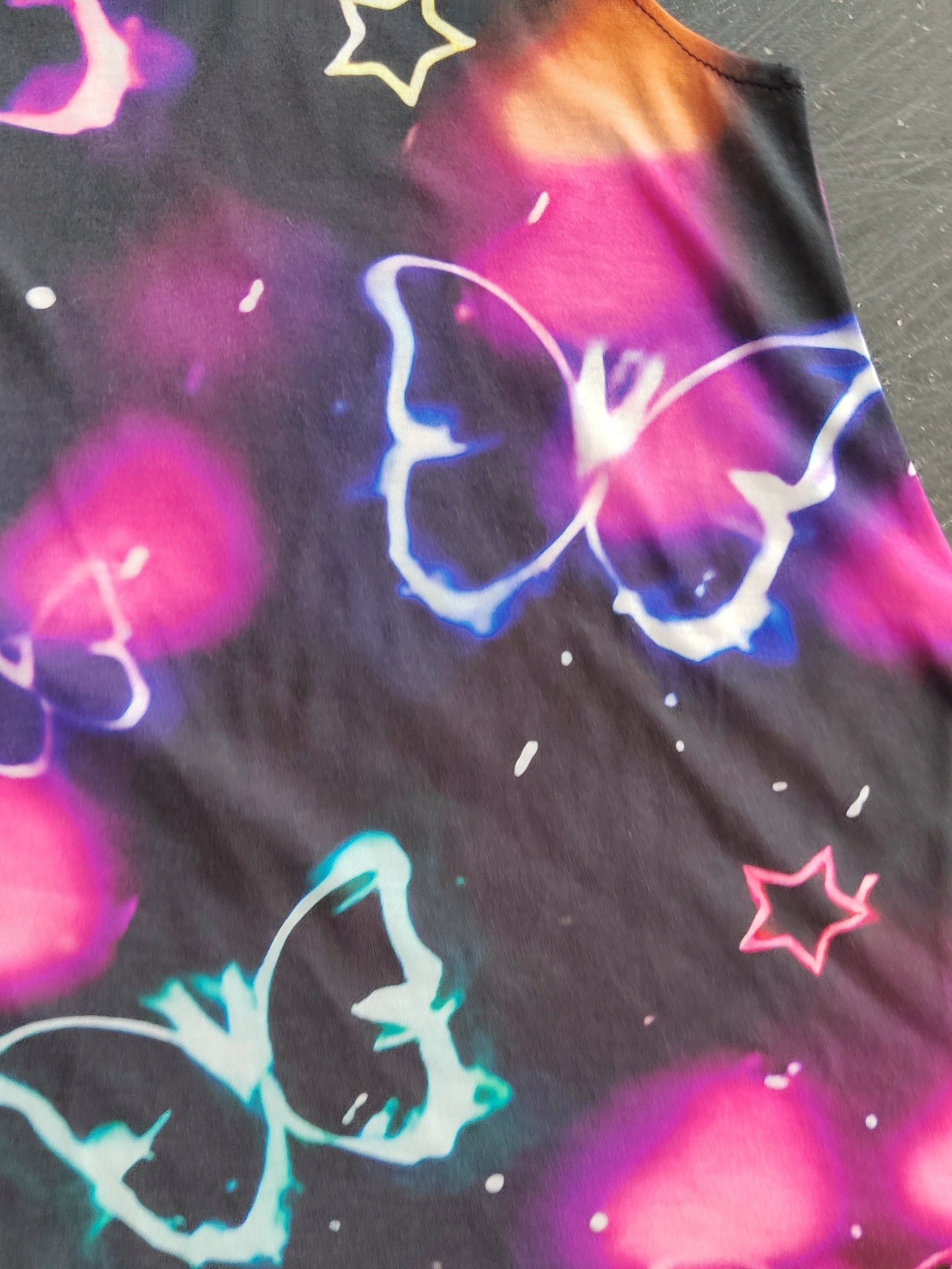 Girls Neon Butterfly Princess Dress 3D Print Sleeveless
