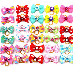 10pcs Pet Headflower Bow Layered Dog Ornaments and Cat Accessories