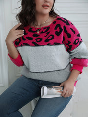 Colorblock Leopard Print Sweater