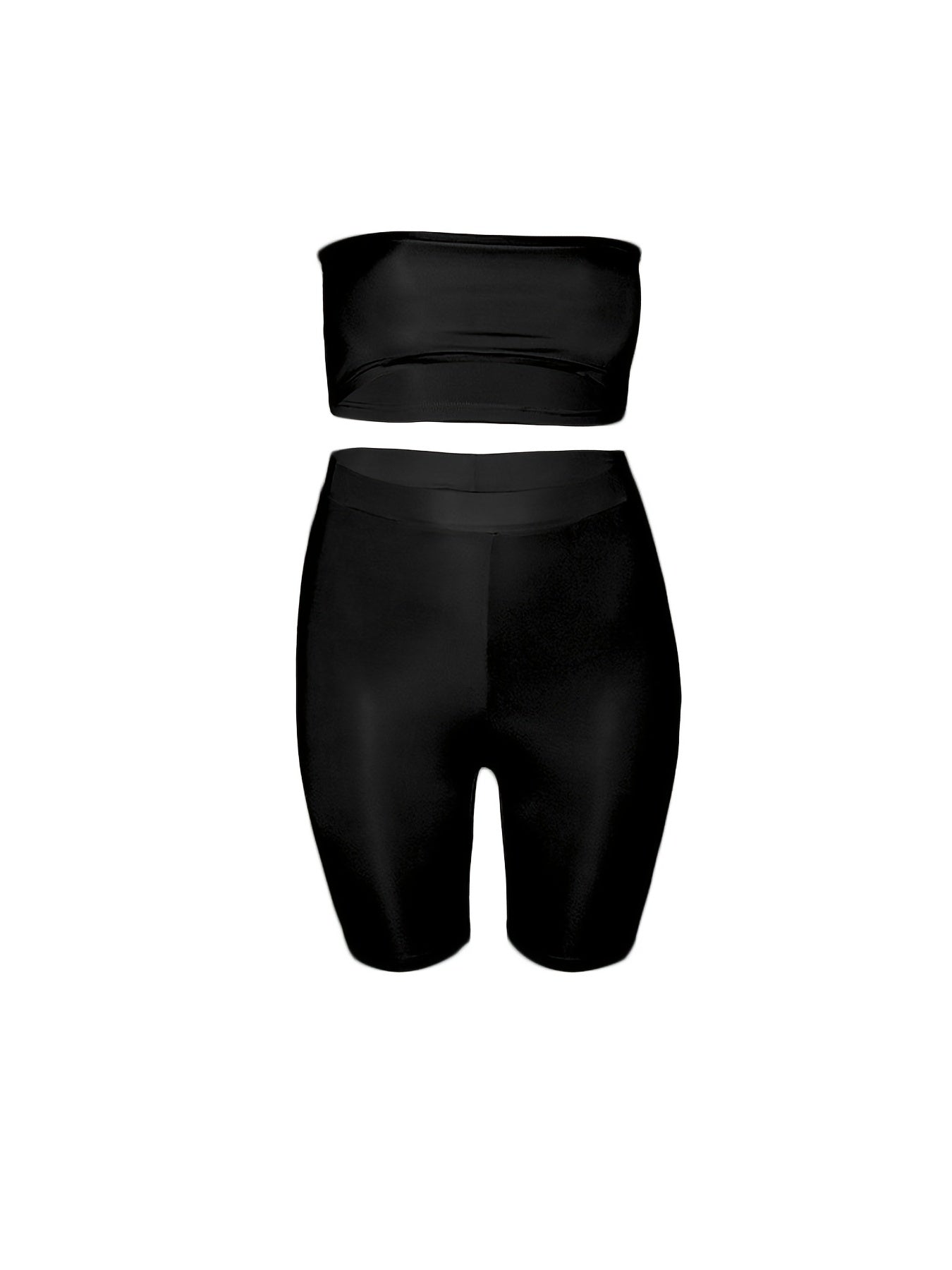 Strapless Tube Top & Shorts Set Women's Plus Stretch 2pcs Set