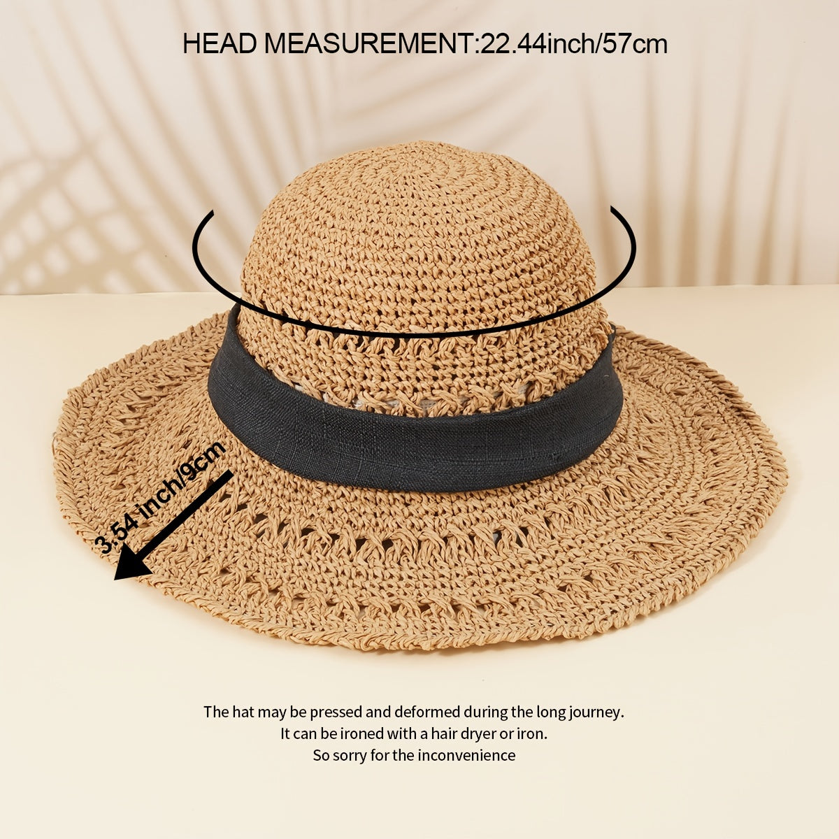 Hollow Crochet Bow Straw Hat Wide Brim Sun Visor Bucket Cap