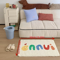 Plush Carpet Graffiti Letter Bedside Bedroom Living Room Anti Slip Floor Mat