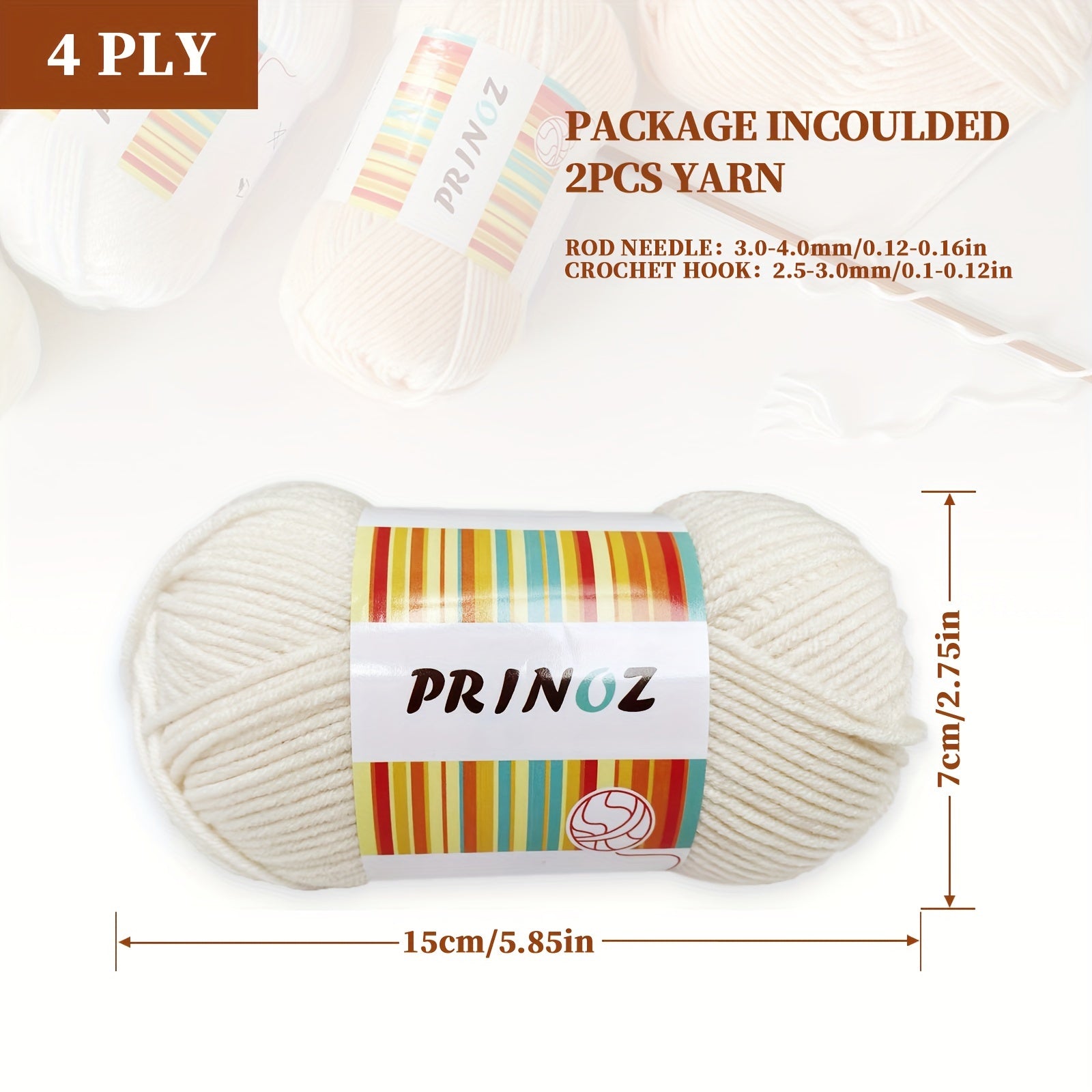 4Ply Crochet Yarn 50g 1.76oz 130m 142yd (2pcs)