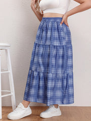 Ombre Houndstooth Print Maxi Skirt
