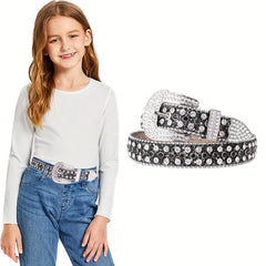 Hip Hop Rhinestone Belt Boys Girls Jeans Pant Holiday Birthday