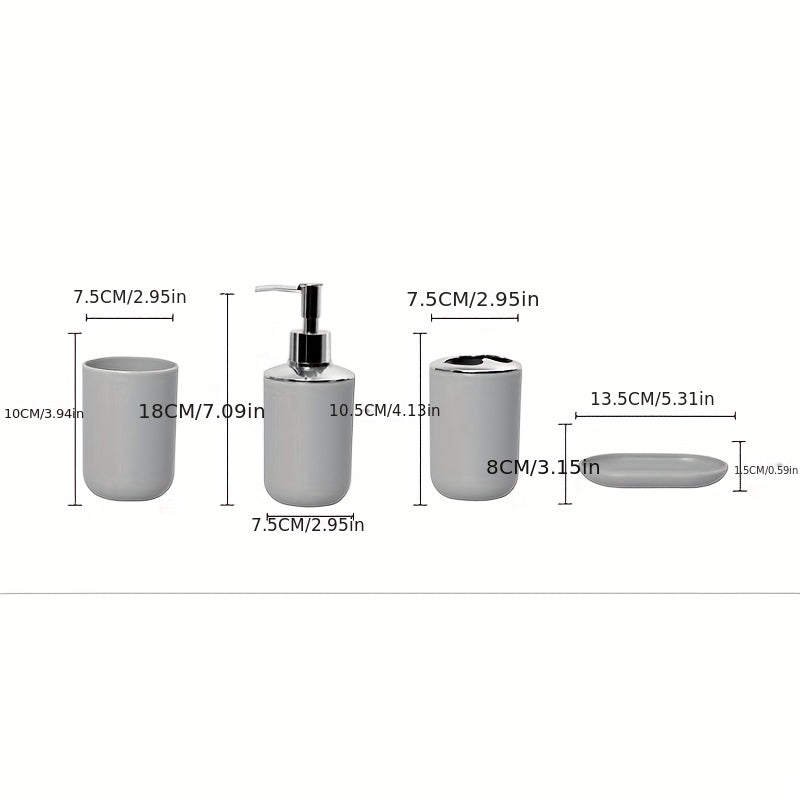 4pcs Soap Dispenser & Holder & 2 Cups Bathroom Accessories Set