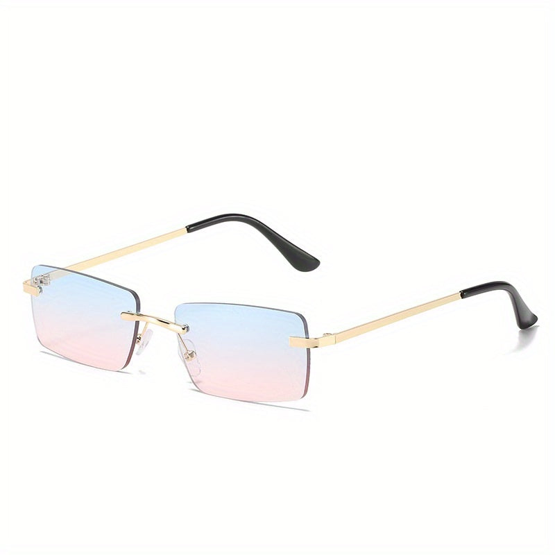 Men's Square Rimless Glasses Vintage Sunglasses