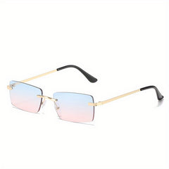 Men's Square Rimless Glasses Vintage Sunglasses
