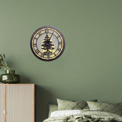 Children's Room Decoration Wall Clock LED Creative Light Retro Wooden Sign