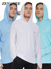 3 Pcs Men's UPF 50 Sun Protection Hoodie Long Sleeve Quick Dry Tops