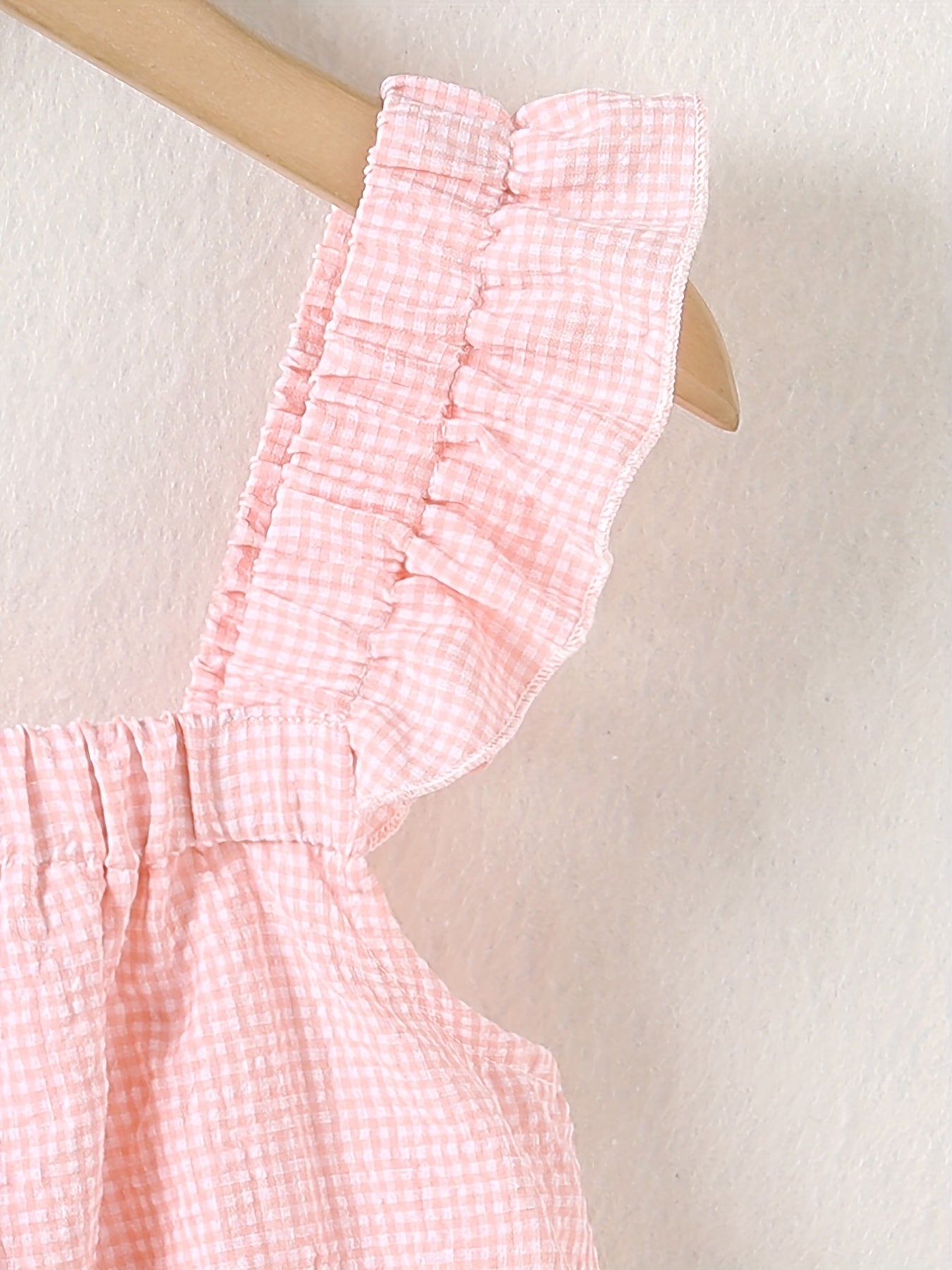 Girls Plaid Print Ruffle Strappy Sleeveless Blouse for Summer