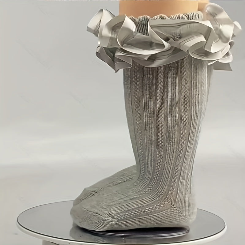 Girls Kids Lace Ruffled Crew Socks Sweet Breathable Comfy Skin-friendly