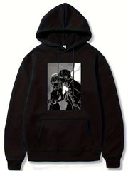 Angel Couple Anime Pattern Men's Hooded Sweatshirt