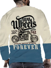 Vintage Motorcycle Print Men's Long Sleeve Tee for Autumn