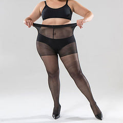 Plus Size High Waist Sheer Mesh Tights Control Top