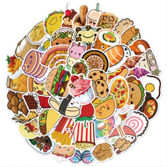 50pcs Cartoon Food Hand Account Stickers - Waterproof Graffiti Stickers