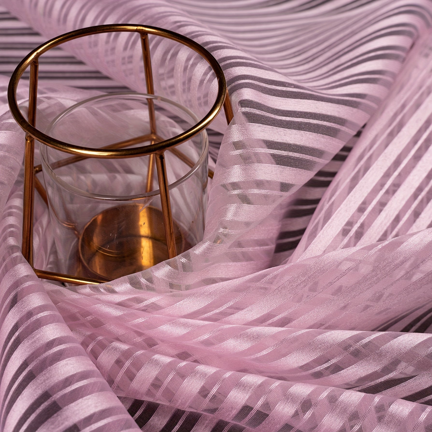 Sheer Organza Fabric Stripe Party Bridal Wedding Dress Craft