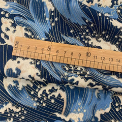 Japanese Style Fabric Small Sea Wave Pure Cotton 40x15in
