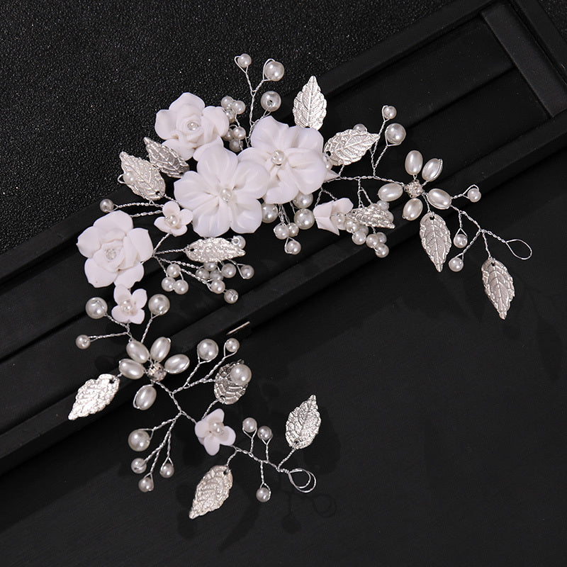 Pearl Bridal Headpiece Flower Bride Wedding Hair Vine