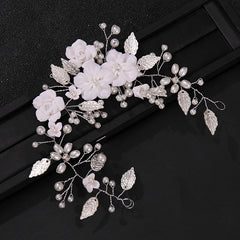 Pearl Bridal Headpiece Flower Bride Wedding Hair Vine