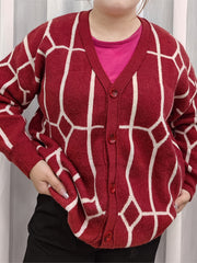Geo Pattern Long Sleeve Knitted Cardigan