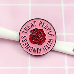 Kindness Brooch Red Pink Round