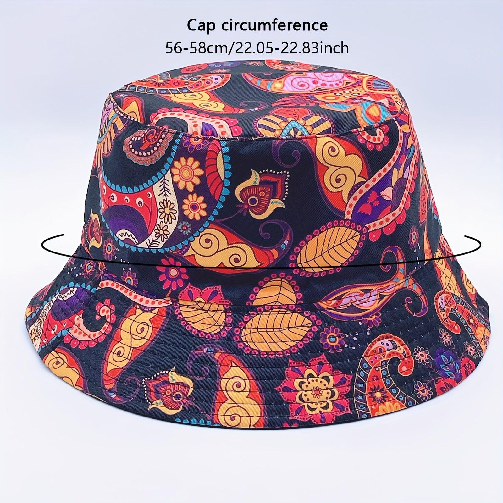 Cartoon Paisley Print Bucket Hat Red Vintage Basin Hat