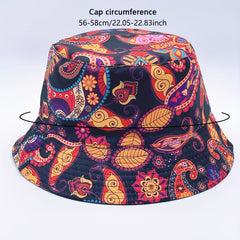 Cartoon Paisley Print Bucket Hat Red Vintage Basin Hat