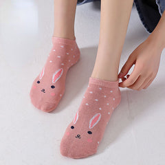 Women's Kitty Ankle Socks, 5 Pairs