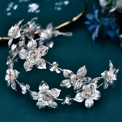 Rhinestone Flower Bride Headwear Hair Hoop for Banquet Plate