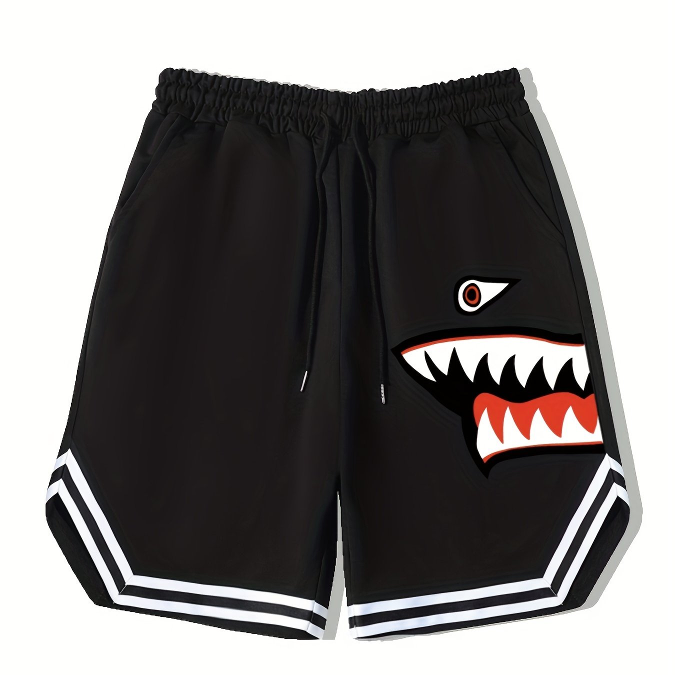 Men's Streetwear Shark Graphic Drawstring Shorts
