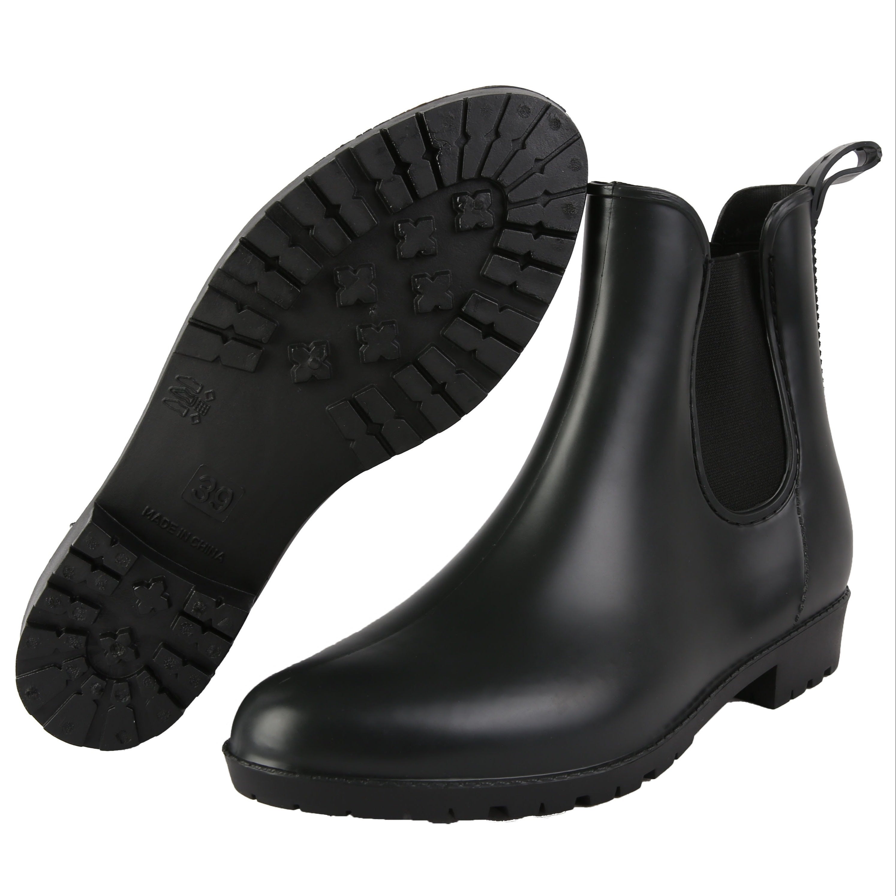 Waterproof PVC Lightweight Flat Rain Boots Elastic Non Slip Chelsea Boots