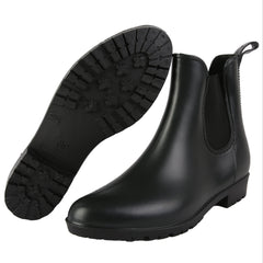 Waterproof PVC Lightweight Flat Rain Boots Elastic Non Slip Chelsea Boots
