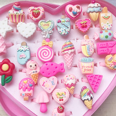 10pcs Girls Cartoon Heart Ring Set for Holiday Gift