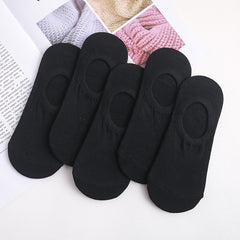 5 Pairs Women's Cotton Anti Skid Boat Socks