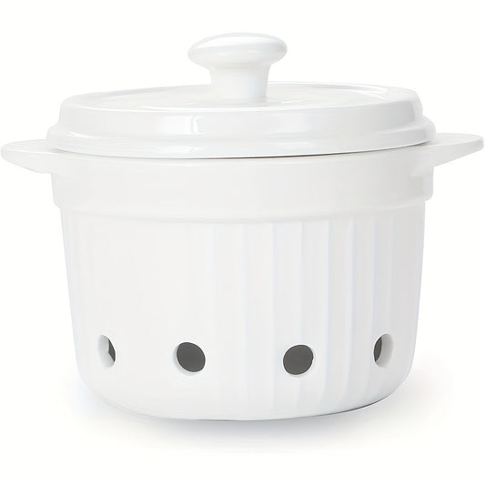 Ceramic Garlic Keeper with Lid Countertop Storage Bowl