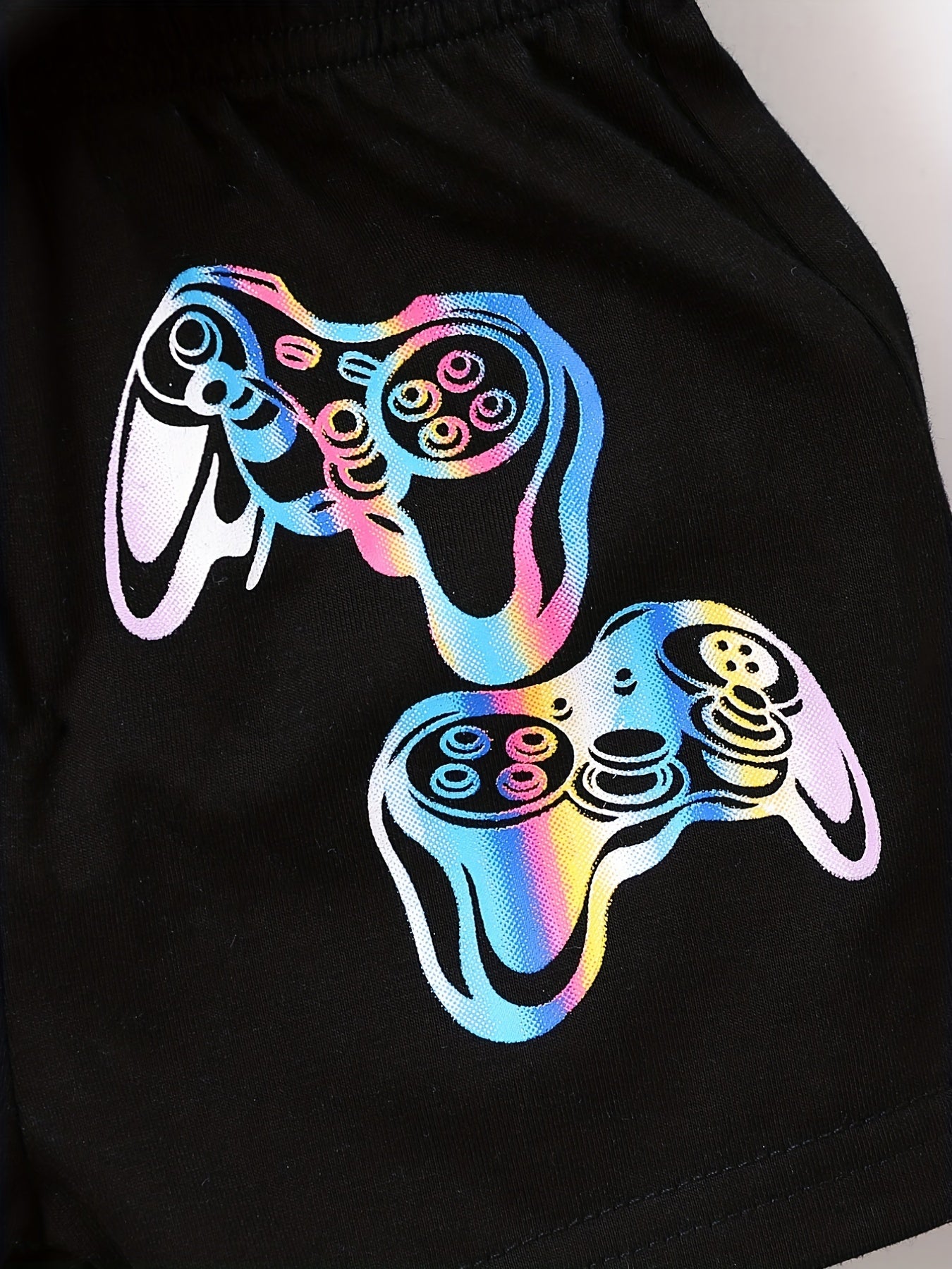 Baby Boys Gamepad Graphic Outfit Hooded T shirt & Shorts Set