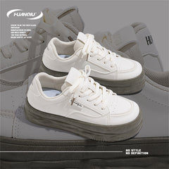HUANQIU Women's Lace up Comfy Non slip Skate Shoes Lightweight Flatform Shoes